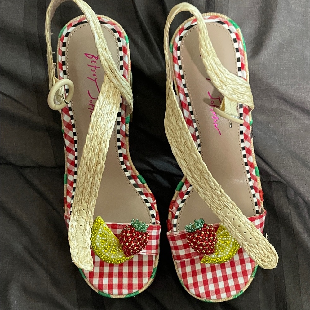 Betsey Johnson Red and White Gingham Espadrilles